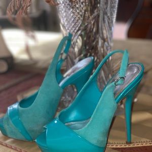 Teal high heels